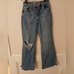 Vintage Forever 21 Distressed Wide Leg High Waisted Jeans Size:25 Bell Bottoms